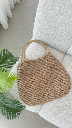 Solana Summer Tote Bag - Tan Straw