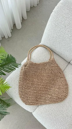Solana Summer Tote Bag - Tan Straw