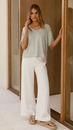 Spring Scoop Neck Tee - Sage