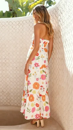 Taffeta Maxi Dress - White Floral