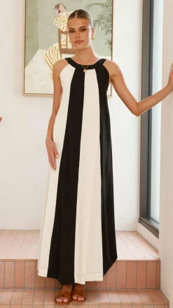 Talaith Maxi Dress - Black / Cream