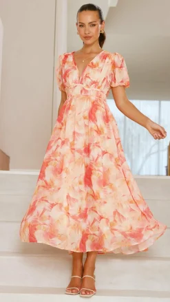 Talma Maxi Dress - Orange Floral