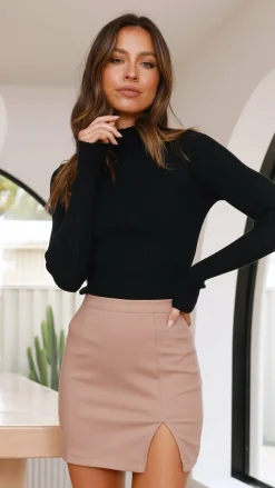 Tammy Knit Long Sleeve Top - Black