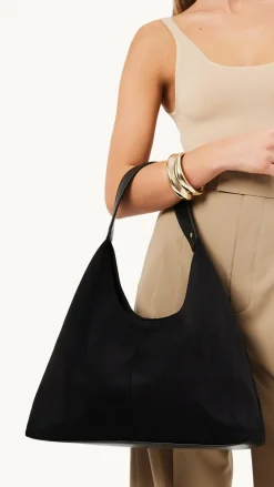 Tammy Shoulder Bag - Black Suede