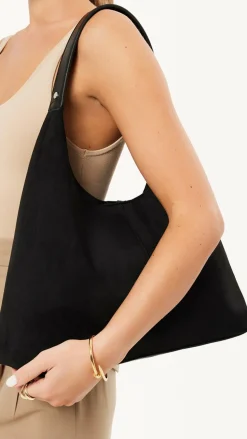 Tammy Shoulder Bag - Black Suede