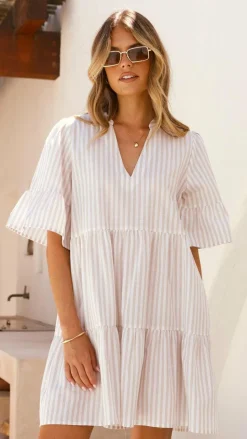 Tarnie Mini Dress - Beige Stripe