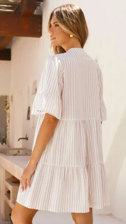 Tarnie Mini Dress - Beige Stripe