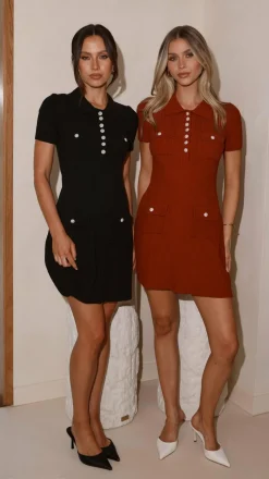 Taylah Collared Mini Dress - Maroon