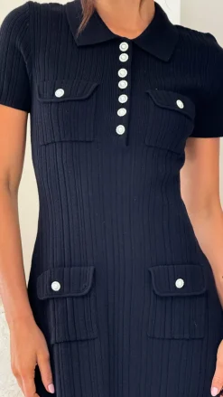 Taylah Collared Mini Dress - Black