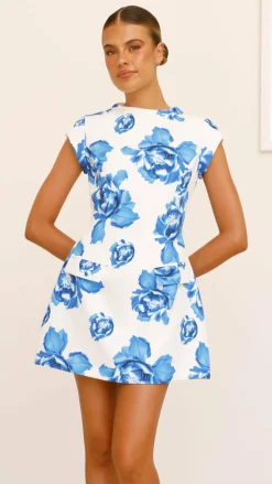 Thea Mini Dress - Blue Rose