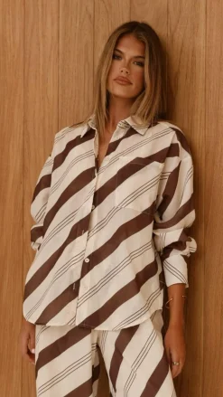 Torrey Button Up Long Sleeve Shirt - Cream/Cacao