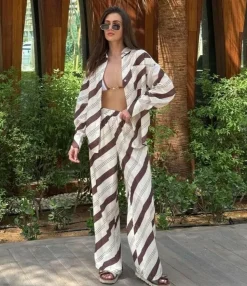 Torrey Button Up Long Sleeve Shirt - Cream/Cacao