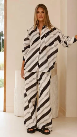 Torrey Wide Leg Pants - Black/Cream