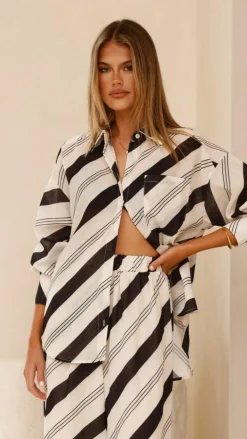 Torrey Wide Leg Pants - Black/Cream