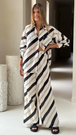 Torrey Wide Leg Pants - Black/Cream