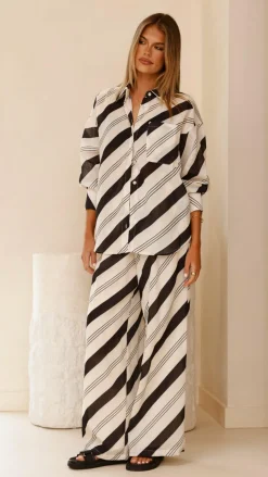 Torrey Wide Leg Pants - Black/Cream