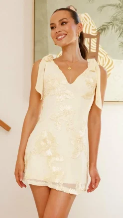 Usha Tie Strap Mini Dress - Yellow