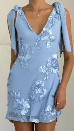 Usha Tie Strap Mini Dress - Blue