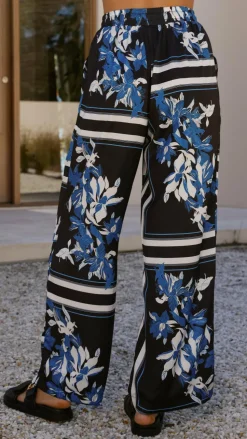 Valene Pants - Black/Blue Print