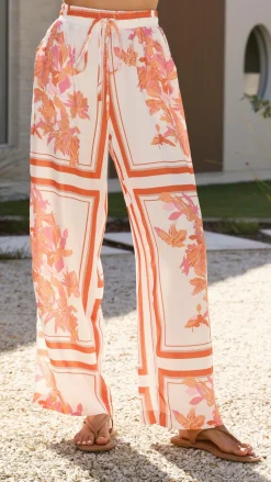 Valene Pants - Orange/White Print