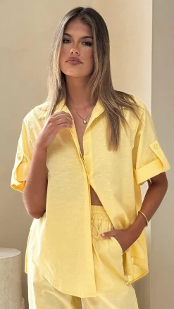 Vallerie Button Up Shirt - Yellow