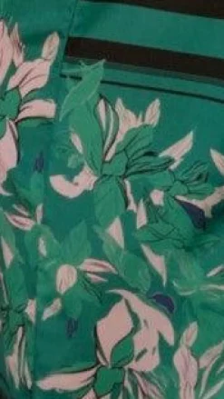 Vallerie Button Up Shirt - Green/Pink Print