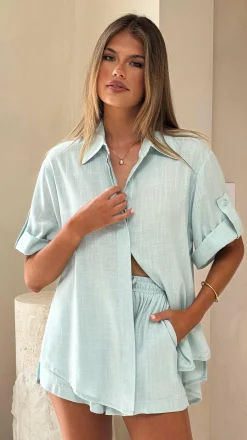 Vallerie Button Up Shirt - Sky Blue