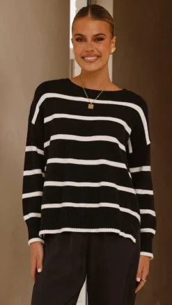 Vara Knit Jumper - Black/White Stripe
