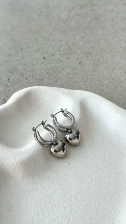Varick Heart Earrings - Silver