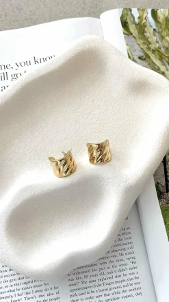 Vera Textured 18K Gold Plated Earrings - Gold