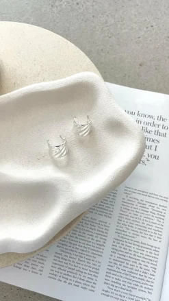 Vera Textured Sterling Silver Plated Earrings - Silver