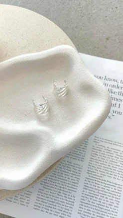 Vera Textured Sterling Silver Plated Earrings - Silver