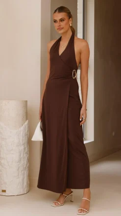 Verje Halter Maxi Dress - Brown