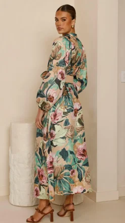 Veronica Button Down Maxi Dress - Mocha Rose Donatella