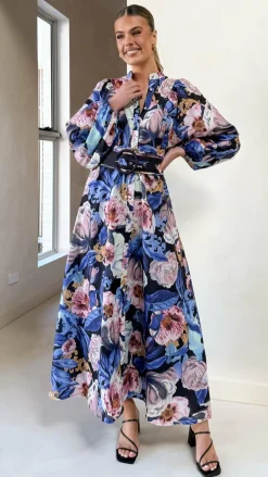 Veronica Button Down Maxi Dress - Azure Donatella