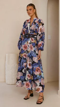 Veronica Button Down Maxi Dress - Azure Donatella