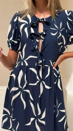 Vida Tie up Mini Dress - Ayana Print