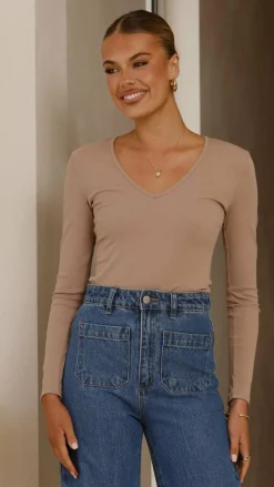 Vienna Long Sleeve Top - Mocha