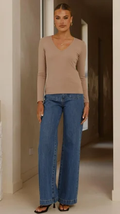 Vienna Long Sleeve Top - Mocha