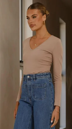 Vienna Long Sleeve Top - Mocha