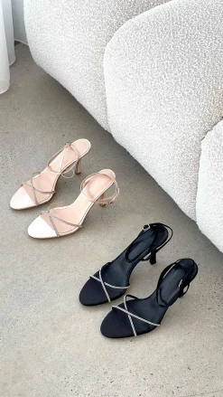 Vixin Heels - Champagne Satin Diamante