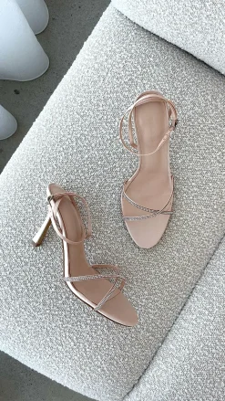 Vixin Heels - Champagne Satin Diamante