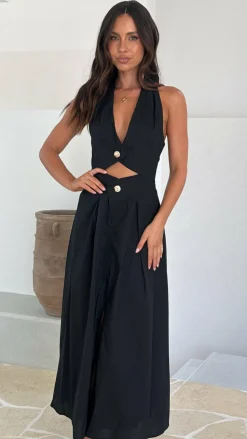 Wesley Halter Neck Maxi Dress - Black