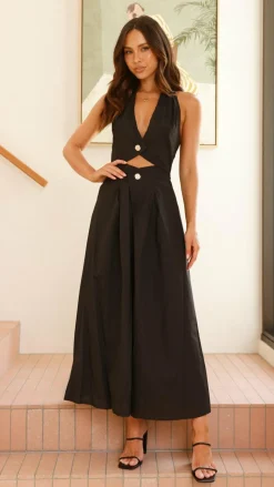 Wesley Halter Neck Maxi Dress - Black