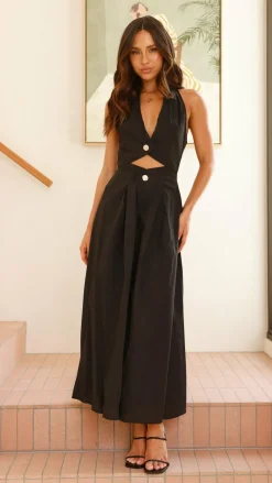 Wesley Halter Neck Maxi Dress - Black
