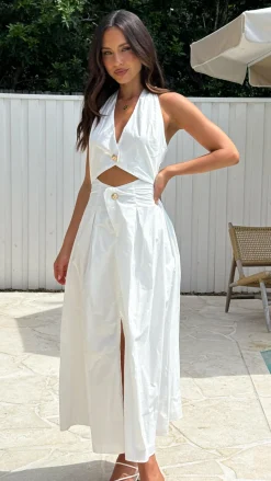 Wesley Halter Neck Maxi Dress - White