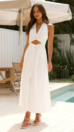 Wesley Halter Neck Maxi Dress - White
