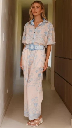 Xander 3/4 Sleeve Button Down Shirt - Blue