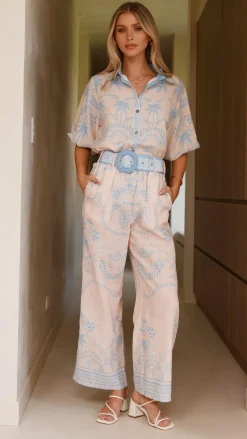 Xander 3/4 Sleeve Button Down Shirt - Blue