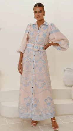 Xander Long Sleeve Maxi Dress - Blue